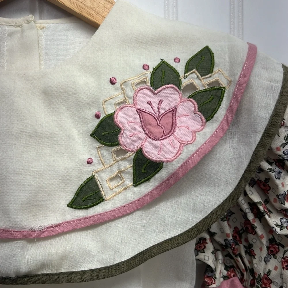 Vintage‎ Karela Kids Floral Peter Pan Collar Sz 8